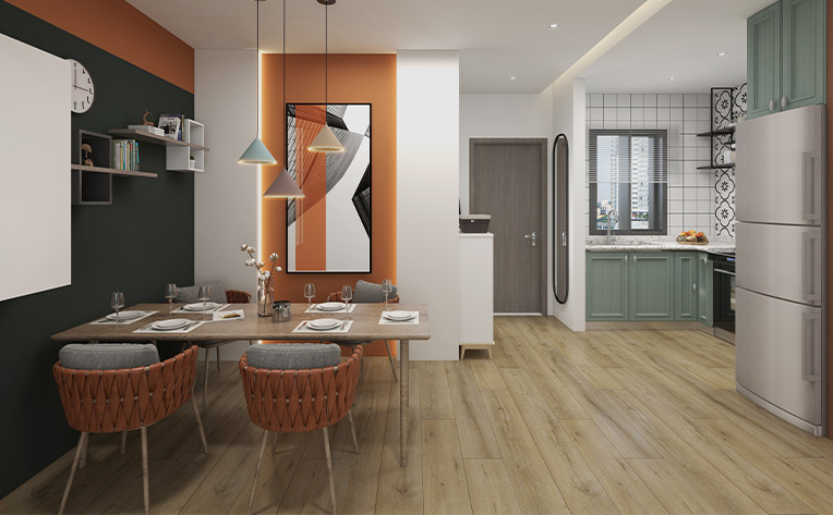 wide plank vinyl flooring in kitchen
